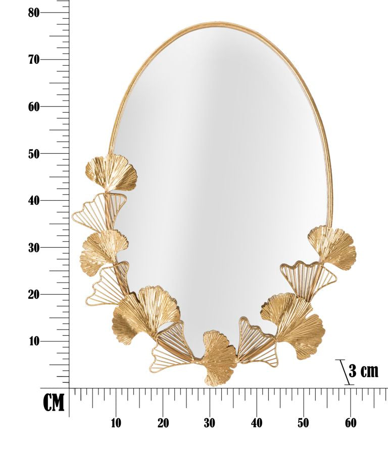 Specchio Little Leaf 61,5x3x78 cm in Ferro e MDF Oro