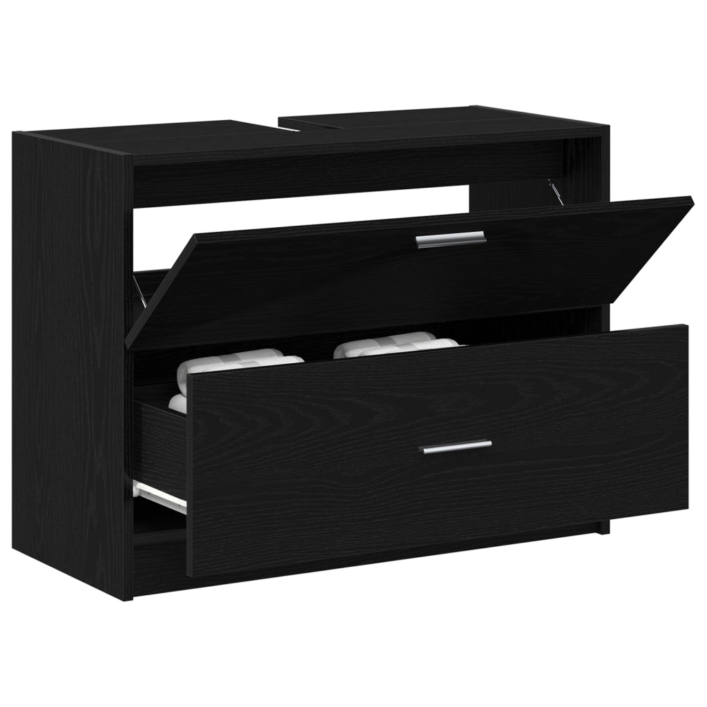 Cabinet per lavello Nero Rovere 78x37x59 cm Legno ingegnerizzato