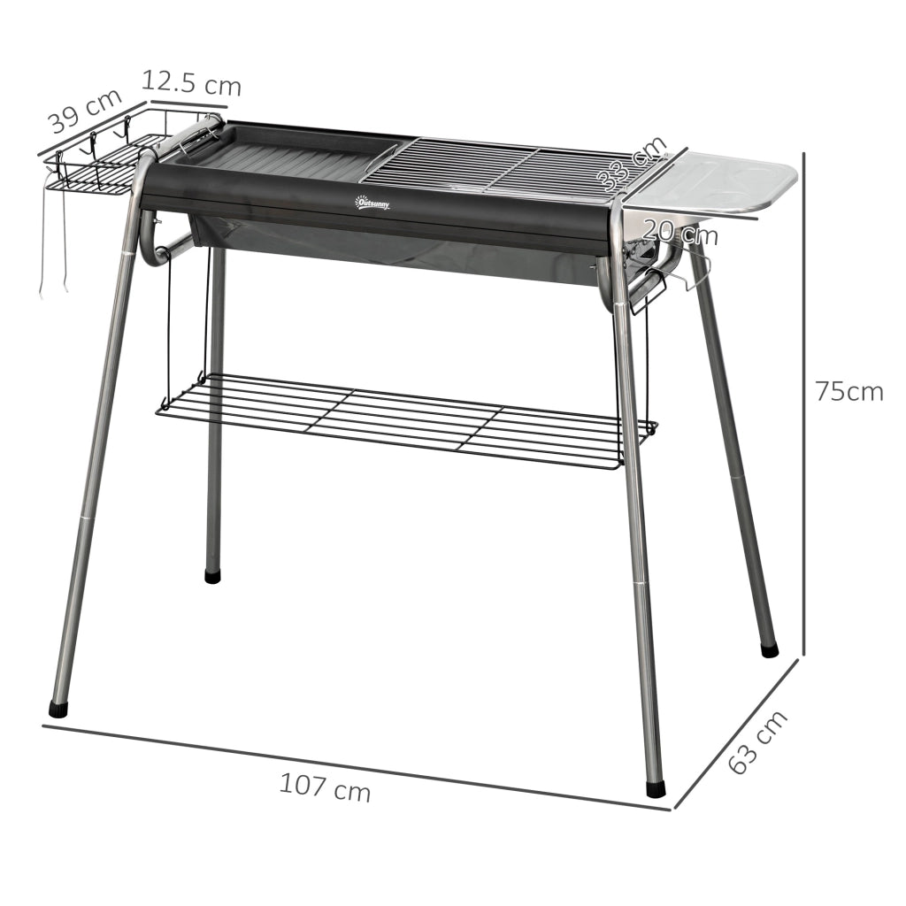Barbecue a Carbonella con Griglia e Piastra ¨C zephmum ¨C Nero 107x63x75cm