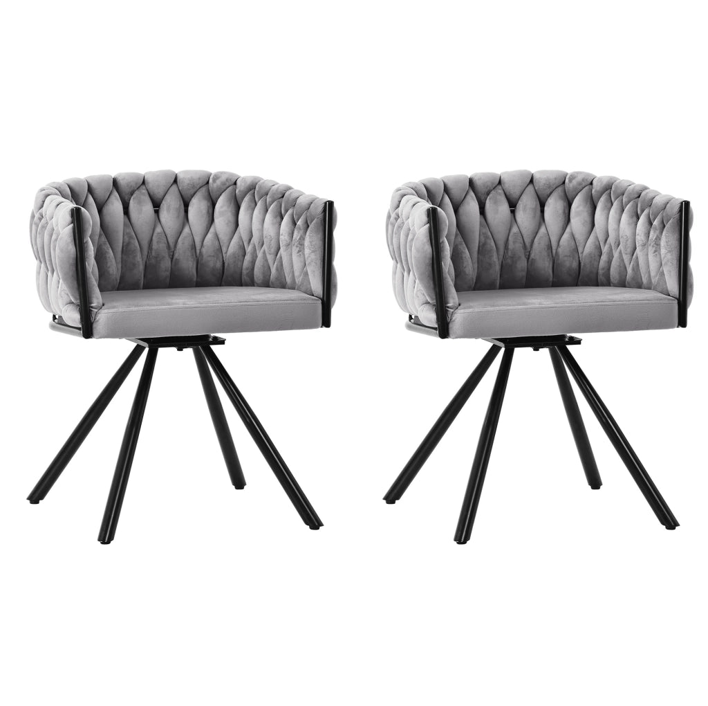 Set di 2 sedie girevoli 360° in velluto grigio