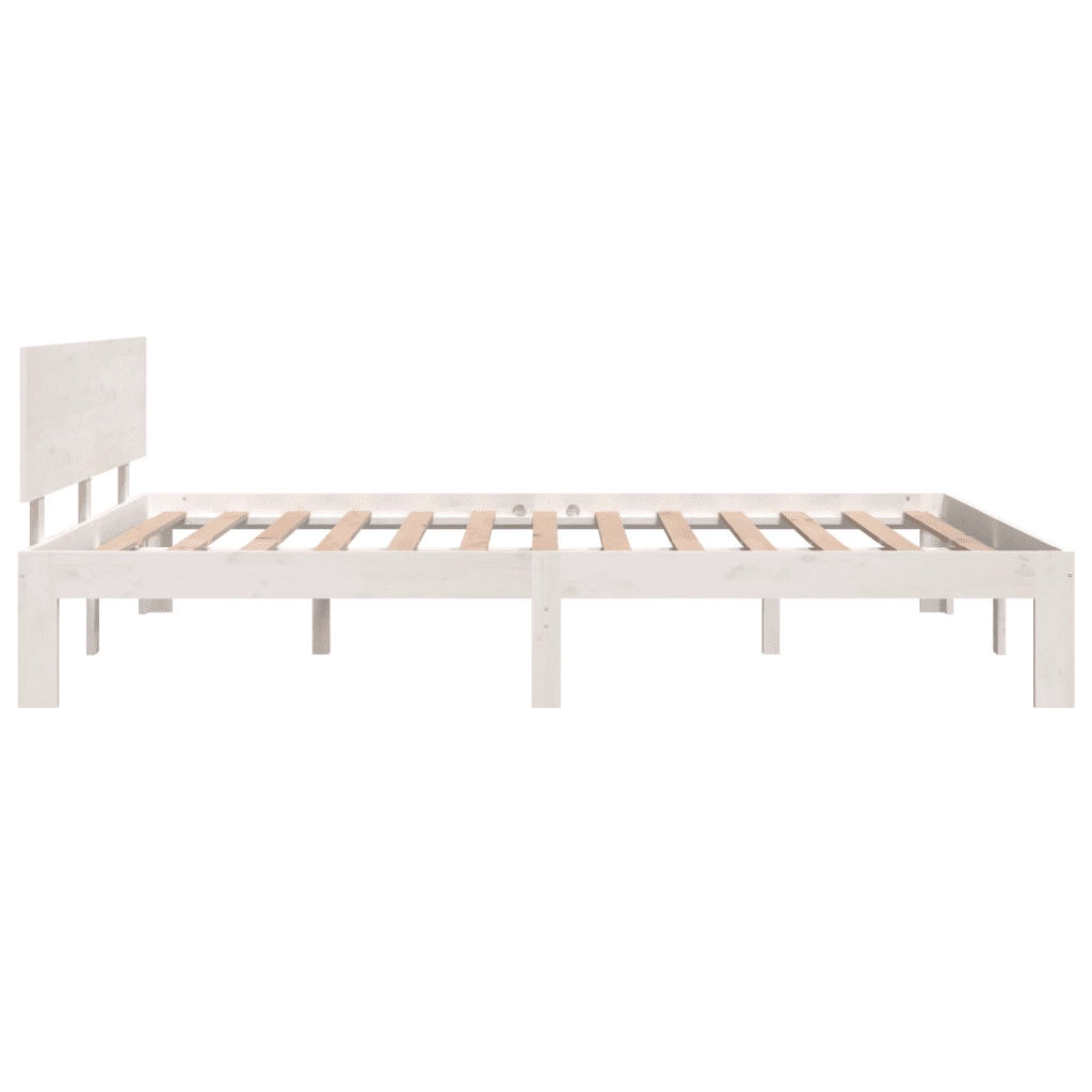 Giroletto-Struttura Letto Bianco in Legno Massello di Pino 140x200 cm 619692