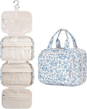 Organizzatore di Cipria da Parete per Donna con Stampa di Fiori e Gancio Grande e Spazioso in Blu