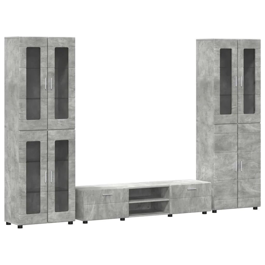 Set mobile TV con porta FLORIN Grigio cemento Legno multistrato