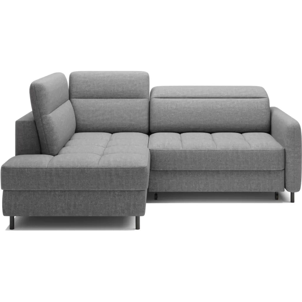 Divano angolare sinistro convertibile BARNEA 208 cm grigio chinato con contenitore