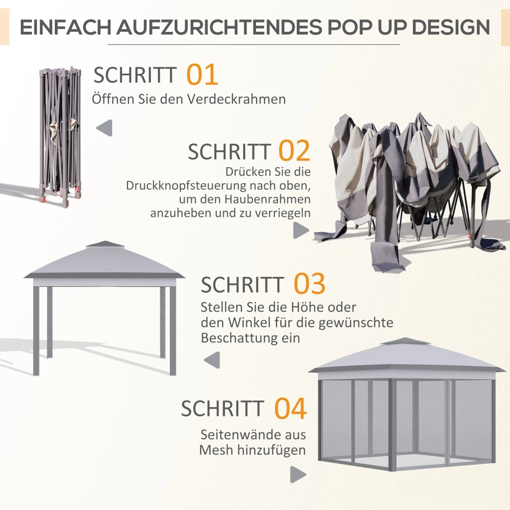 Gazebo da Giardino Pieghevole ¨C zephmum ¨C Grigio 330x330x288 cm