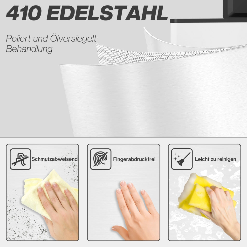 Bidone della spazzatura 20L ¨C zephmum ¨C Bianco, Acciaio inossidabile, Coperchio a chiusura morbida