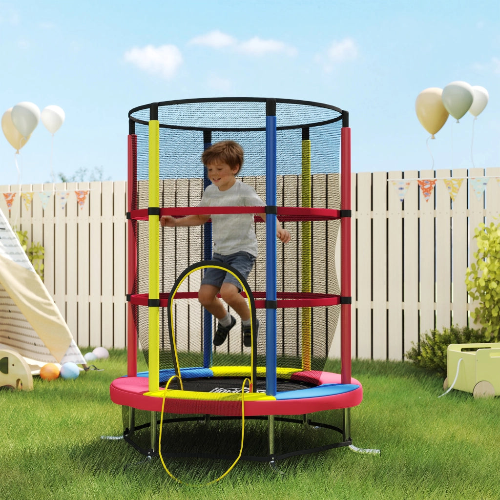 Trampolino per Bambini 3-6 Anni con Rete di Sicurezza, Senza Molle, ?160x190 cm, Multicolore