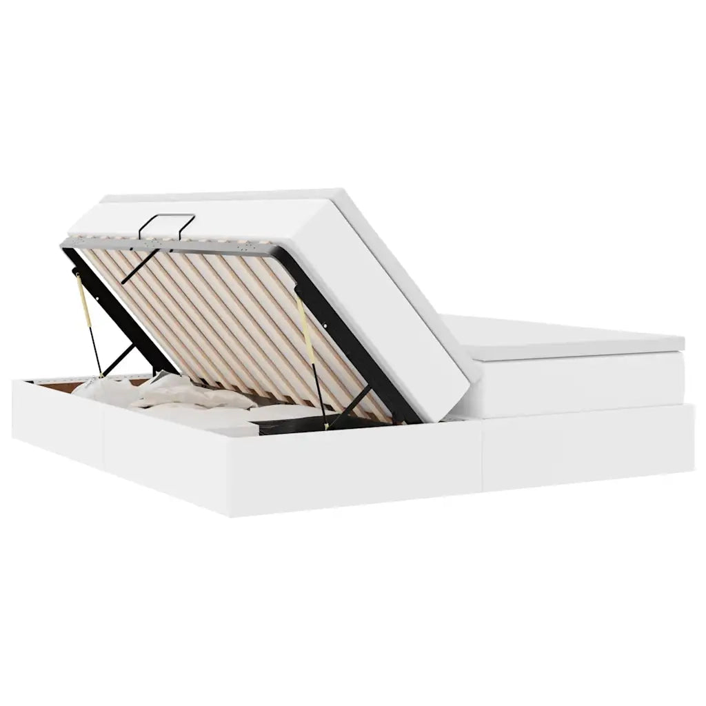 Letto con contenitore e materasso Bianco 200 x 200 cm