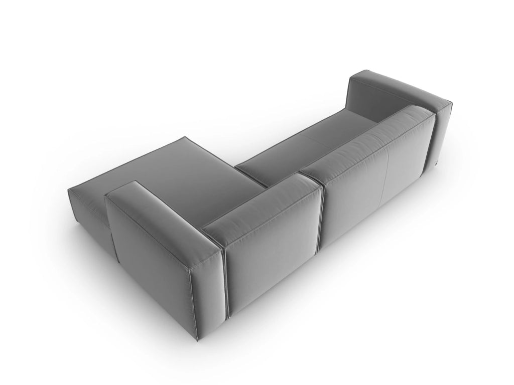 Cosmopolitan Design - Divano angolare destro "Mackay" 4 posti in velluto grigio chiaro 