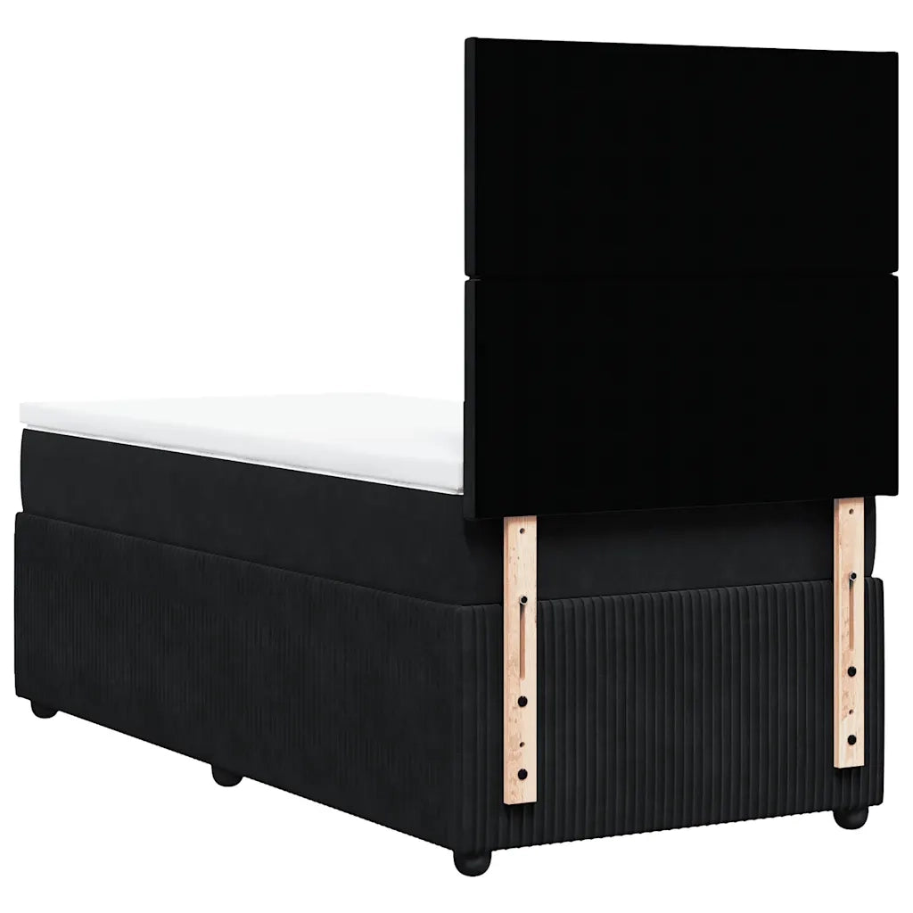 vidaXL Giroletto a Molle con Materasso Nero 100x200 cm in Velluto