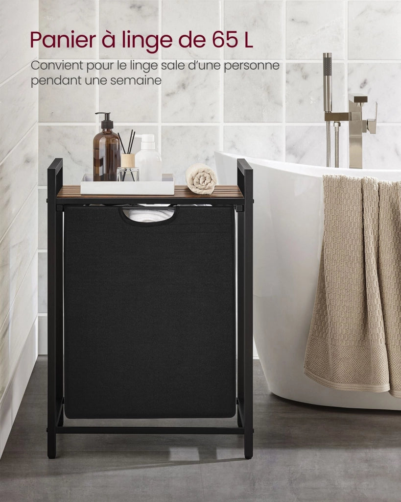 Cesto portabiancheria con 3 scomparti e 1 ripiano rimovibile per sacchetti capacità 38 l per sacchetto per bagno o lavanderia nero 12_0006765