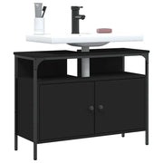 Mobile Lavabo Bagno Nero 80x30x60 cm in Legno Multistrato 842441