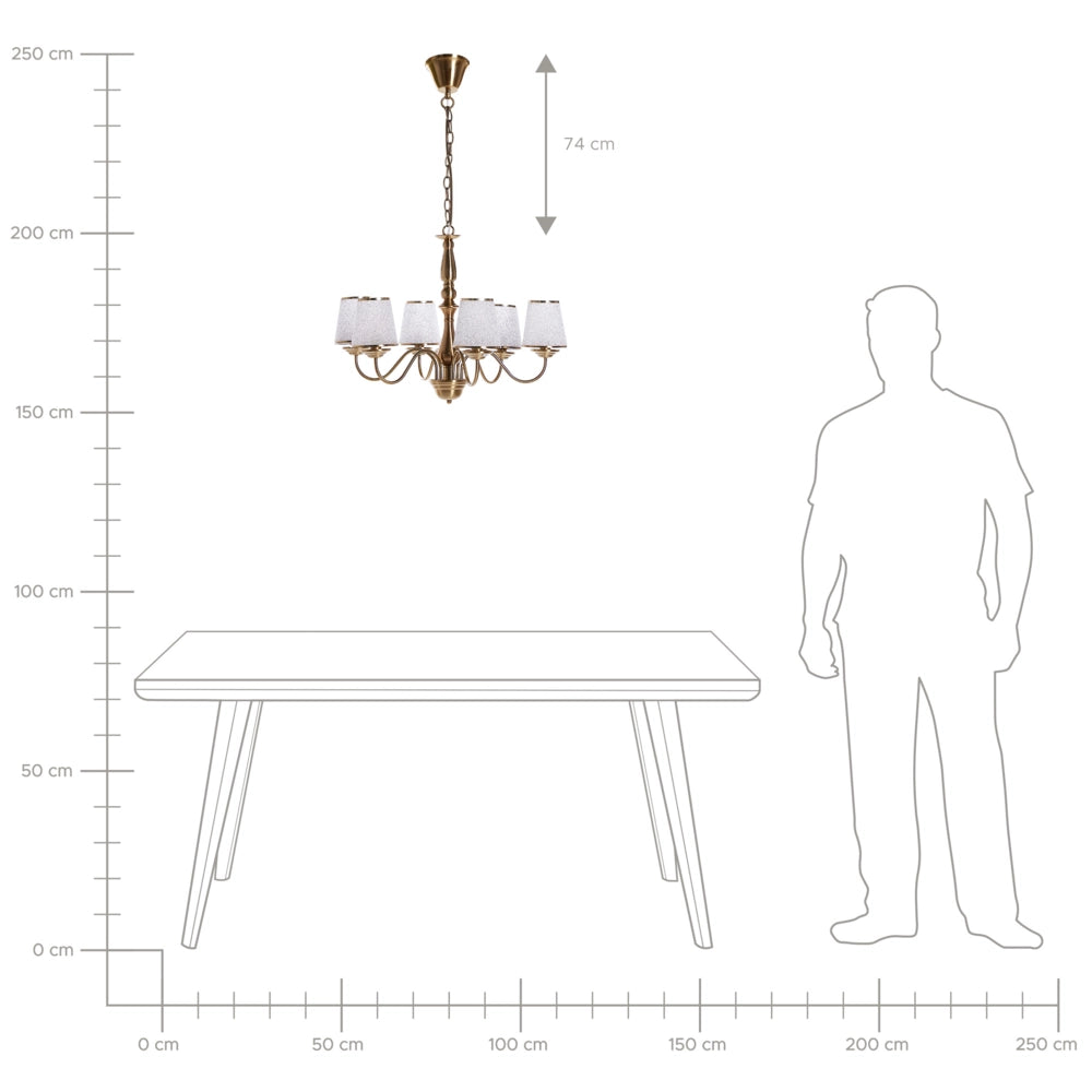 Lampadario in Metallo ottone e vetro acrilico a 6 punti luce lampada a sospensione candeliere Classico