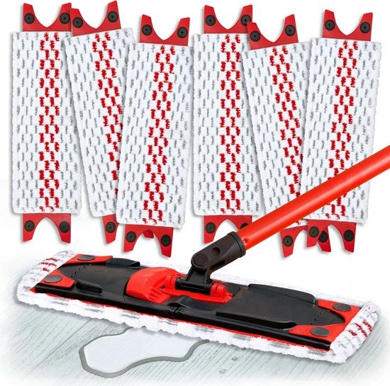 Set di 6 dweilovertrekken 2 in 1, microvezel, lavabile, adatto per pavimenti duri.
