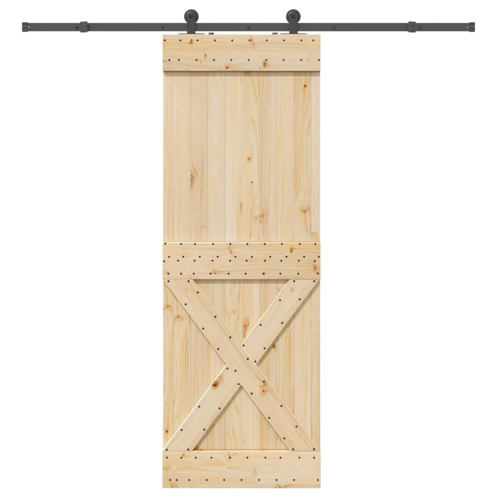 Porta scorrevole NARVIK Naturale e Nero 80 x 210 cm (213,5 cm)