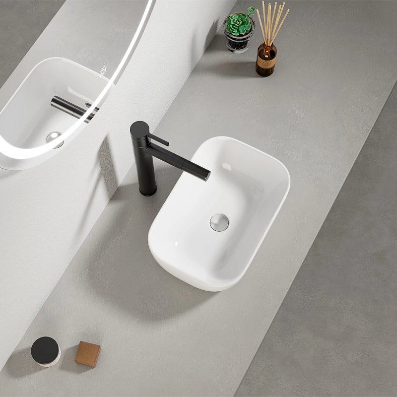 LAVABO DA APPOGGIO IN CERAMICA BIANCO OVALIZZATO LUCIDO 37 x 25,5 CM
