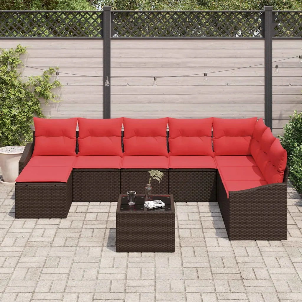 Set di divani 9 pz Marrone polyrattan 3346854