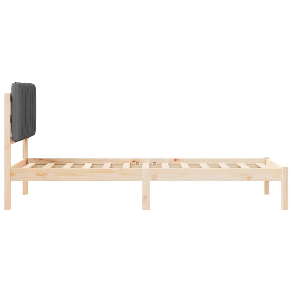 Letto con Testiera Rivestita Grigio scuro 75 x 190 cm