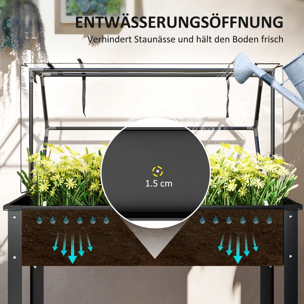 Letto da Giardino Rialzato con Copertura ¨C zephmum ¨C 100x48x124 cm Nero