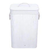Portabiancheria bamboo pieghevole 40x30x60 cm bianco
