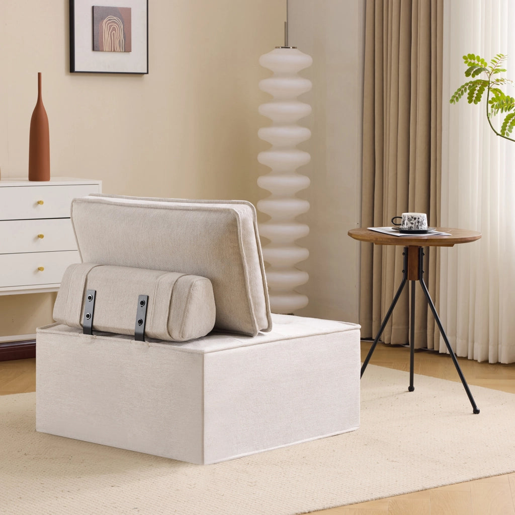 Divano relax modulare compatto in lino beige