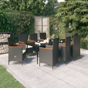 Set da Pranzo da Giardino 9 pz con Cuscini Nero 3099448
