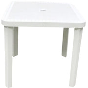 Trade Shop - Tavolo Quadrato Da Giardino Bianco 80x80cm In Plastica Arredo Spazio Esterno 008007 -