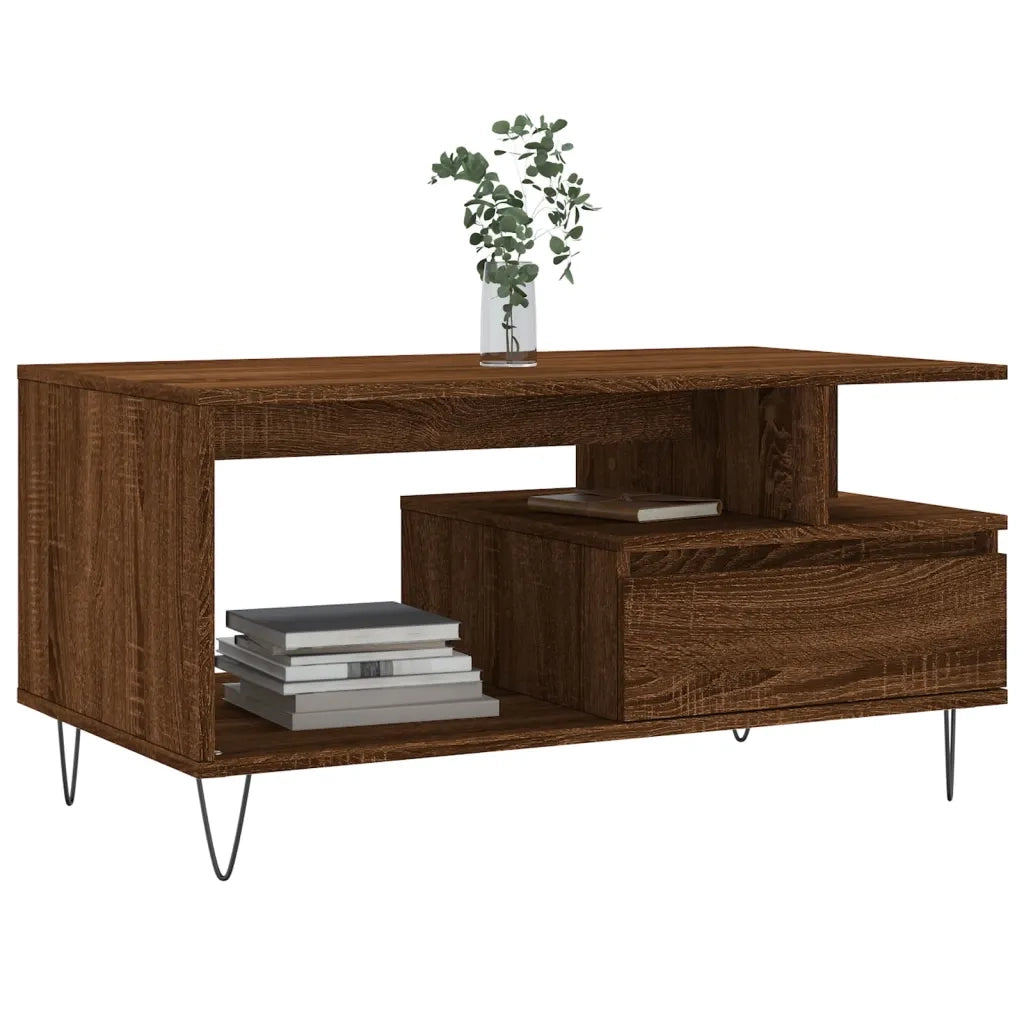 Tavolino Salotto-Tavolino da soggiorno-Tavolo Rovere Marrone 90x49x45 cm Legno Multistrato 249005