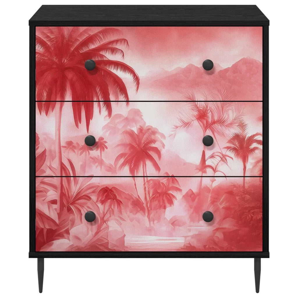 Cassettiera AACHEN Stampa di palme rosa 66 x 36,5 x 76 cm 8007386