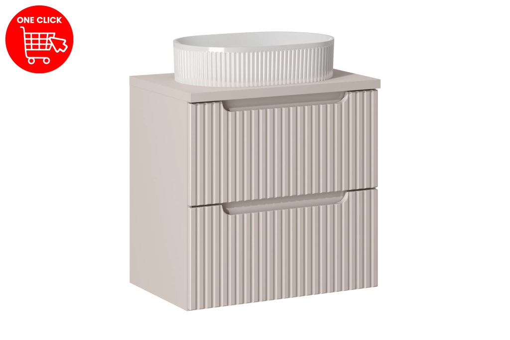 Set mobili bagno 60 cm con piano e lavabo da appoggio Beyond Nova Cashmere 60 x 1401 x 40 cm