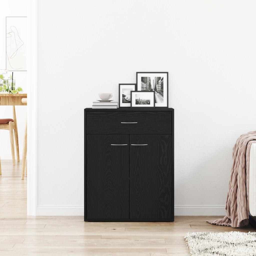 Credenza Nera in Rovere 60x30x75 cm - Legno ingegnerizzato
