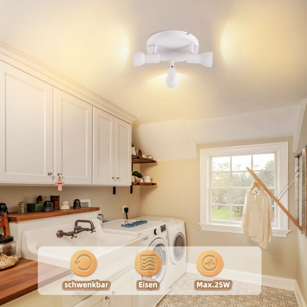 ZMH Faretto da soffitto bianchi 3 luci GU10 metallo design moderno girevoli senza lampadina