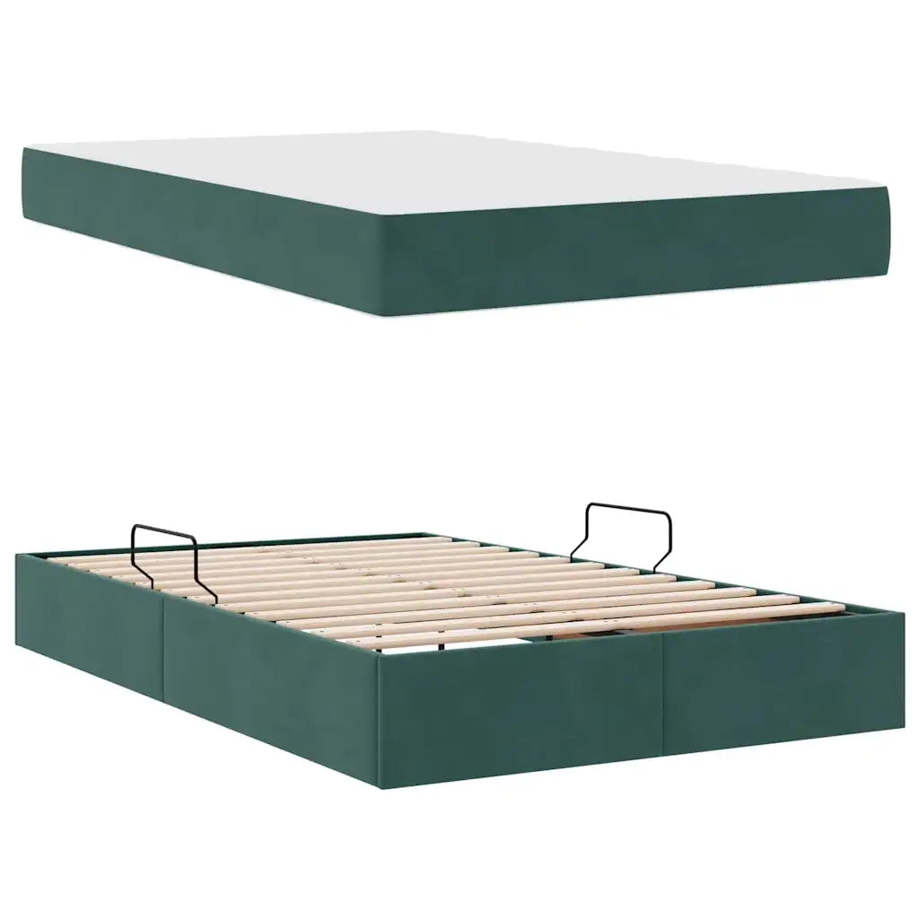 Letto con contenitore e materasso Verde Scuro 120 x 200 cm