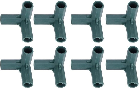 Connettori a T per Giardino 8 pezzi - Connettori 3 vie - Supporto stabile - Connettori per struttura di giardino - Materiale di alta qualità plastica - Diametro 16 mm