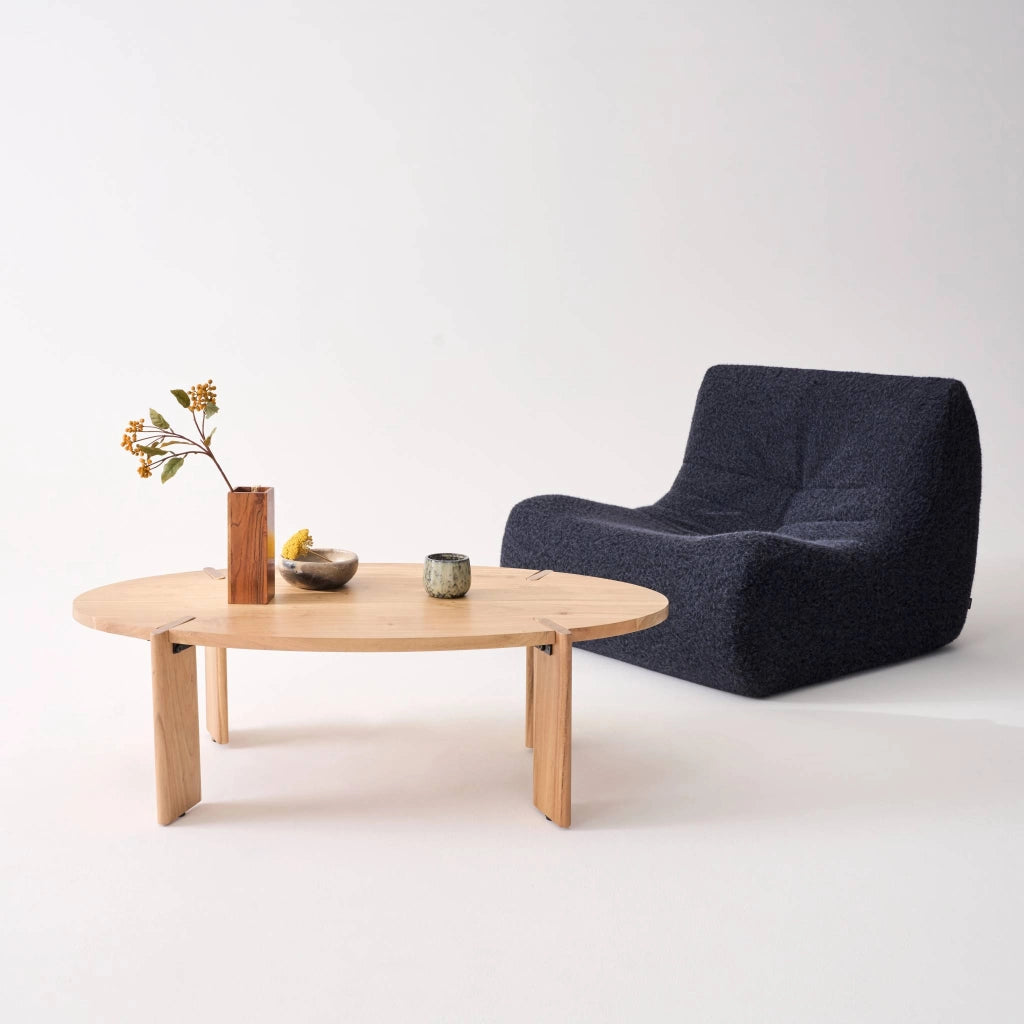 Tavolino ovale in legno di mango massello, 120cm, marrone naturale