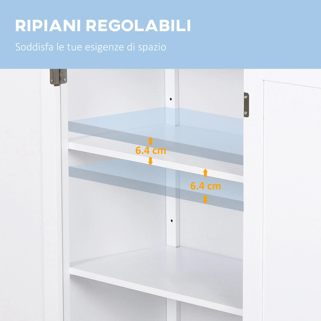 Mobile da Bagno Salvaspazio con 2 Ante e Ripiani ¨C Zephmum ¨C Bianco 60x30x80 cm