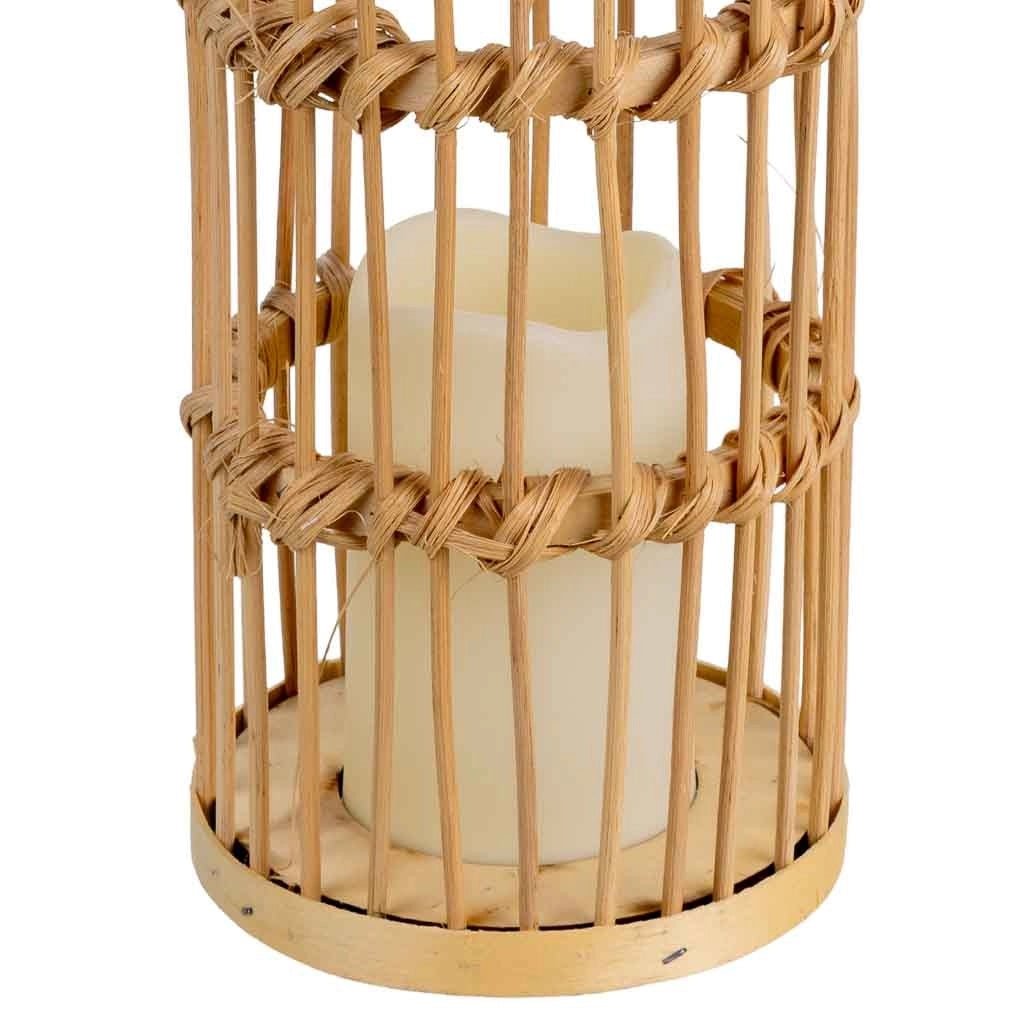 Vaso in rattan con candela naturale a batteria, D14x44,5h cm