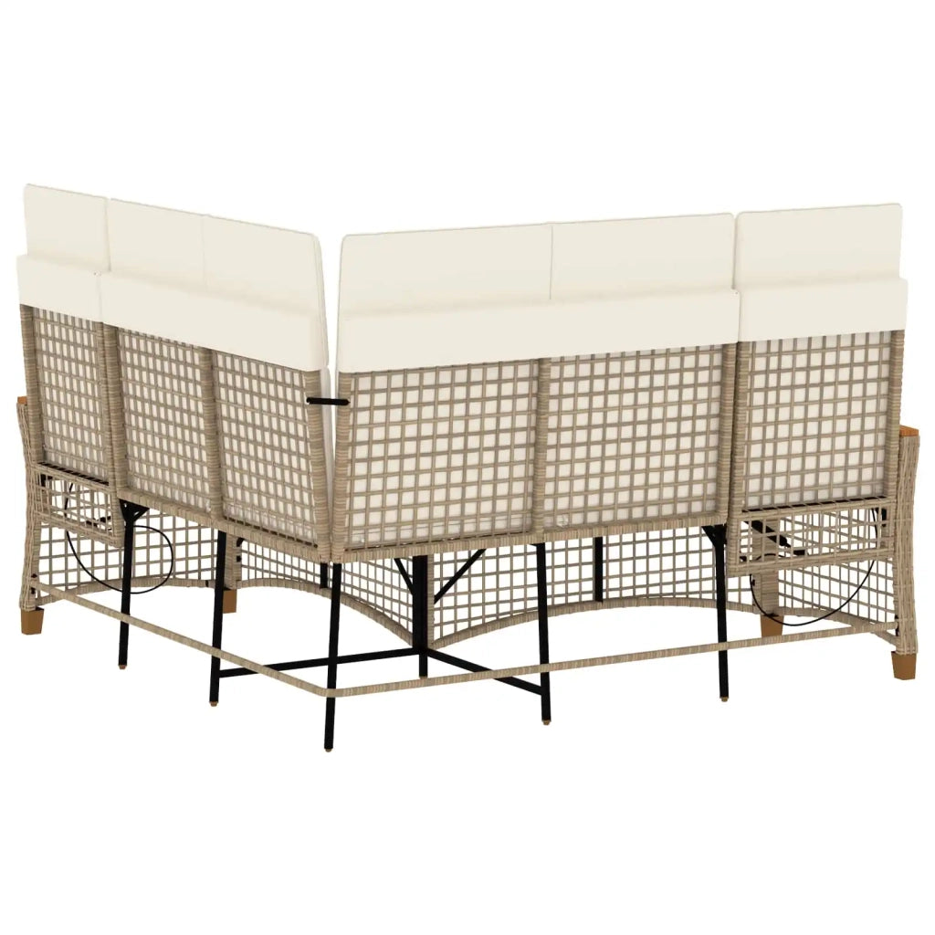 Set di Divani Recliner da Giardino Beige e Bianco Crema