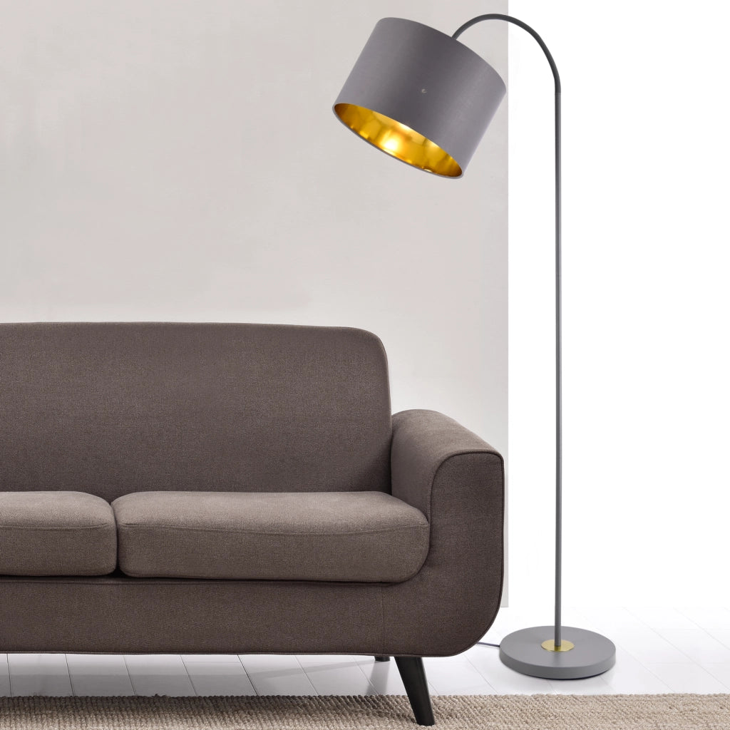 Lampada da Terra Toledo con Paralume Cilindrico Orientabile - Grigio lux.pro