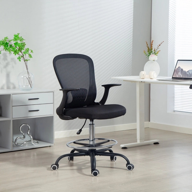 Sedia da ufficio regolabile in altezza con poggiapiedi e supporto lombare regolabili, 62 x 59 x 119 cm, nera