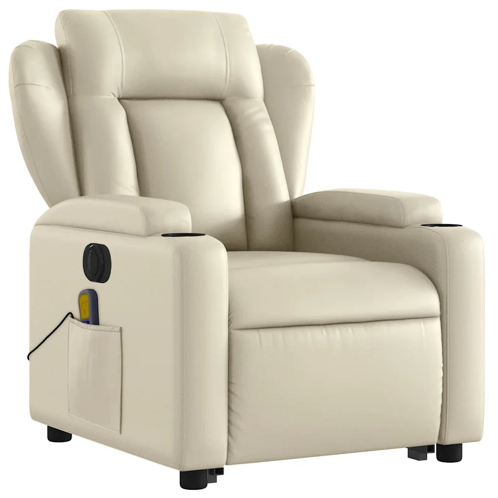 Poltrona Alzapersona Elettrica Reclinabile Crema in Similpelle 3204566