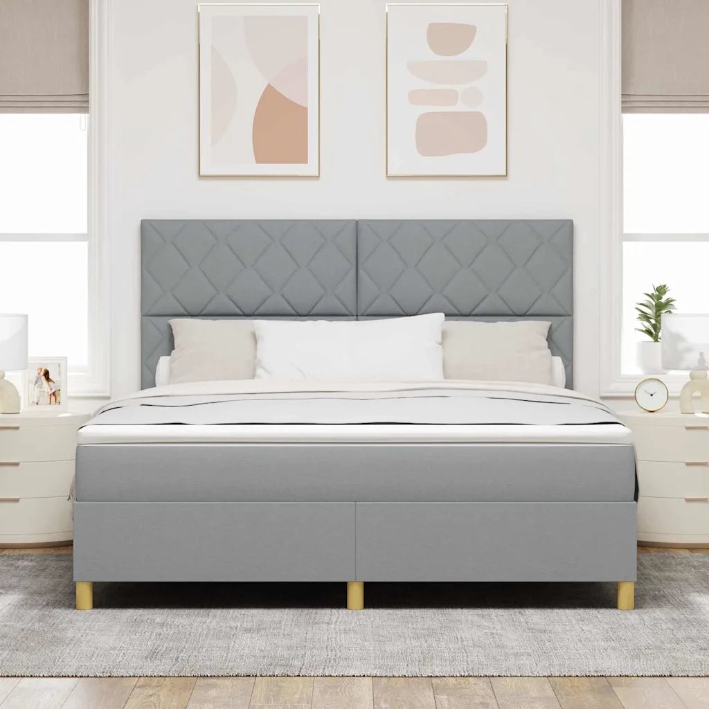 Letto a Sorgente LED Grigio chiaro 180 x 200 cm Tessuto 3343194