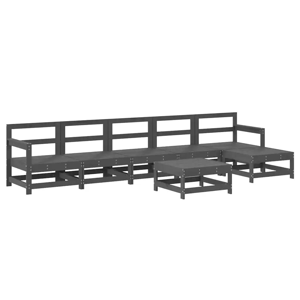 Set Divani da Giardino 7pz con Cuscini in Legno Massello Grigio 3185971