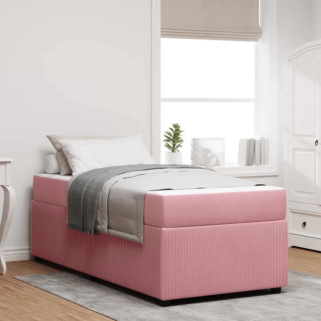 Struttura del letto con materasso-Giroletto con materasso Rosa 90 x 190 cm Tessuto 922654