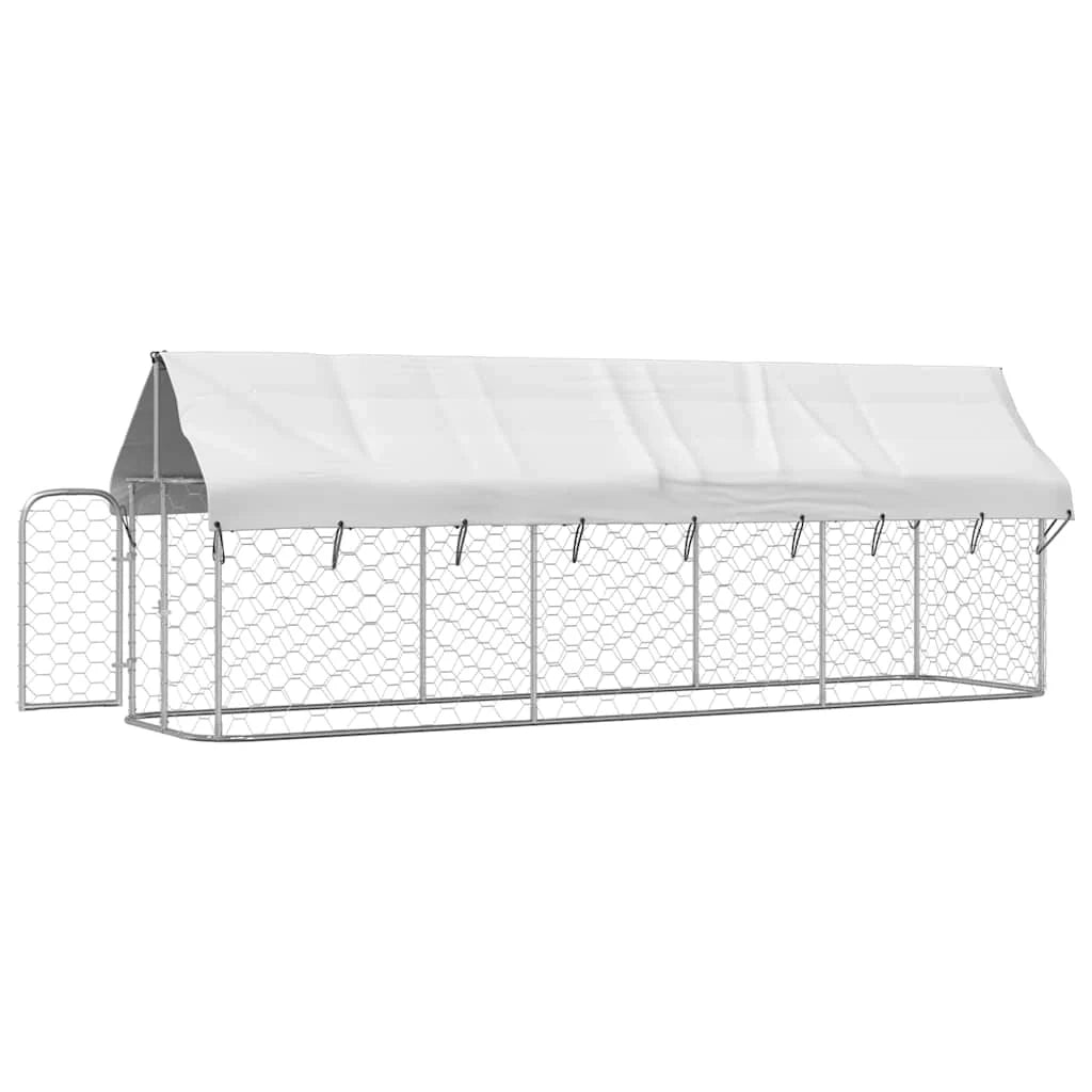 Gabbia/recinto per animali da esterno con tetto 400 x 100 x 150 cm Argento 02_0041909