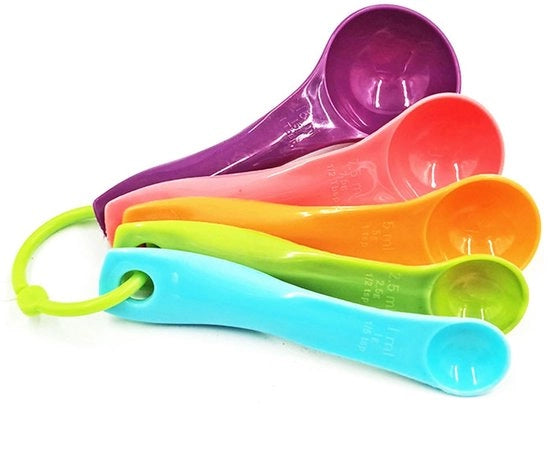 Set di cucchiai di misura 5 pezzi - Cucchiai di misura per liquidi/solidi - Cucchiai di capacità - Cucchiai di misura in acciaio inossidabile - Cucchiai di misura colorati - Incluso cucchiaio da 15 ml