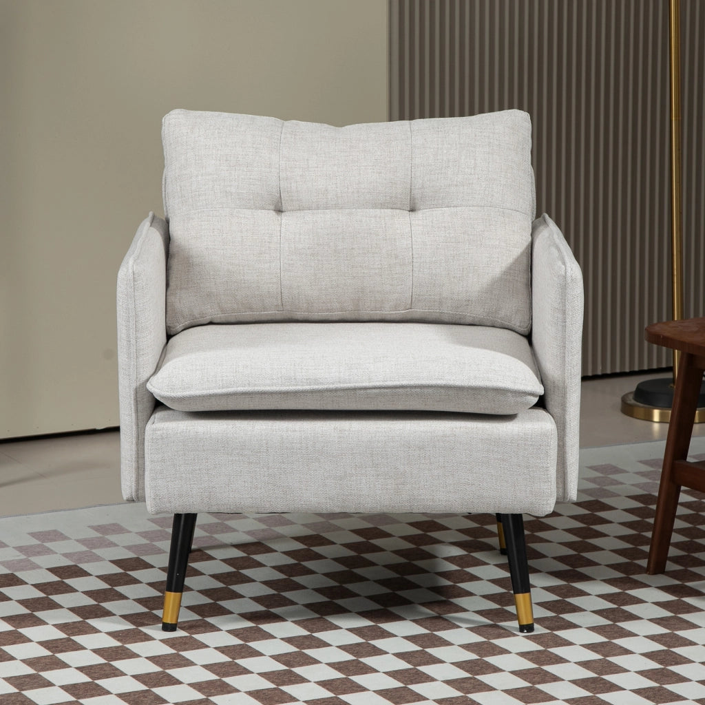 Poltrona Moderna ¨C zephmum ¨C Crema, Lino, 76x68x80 cm