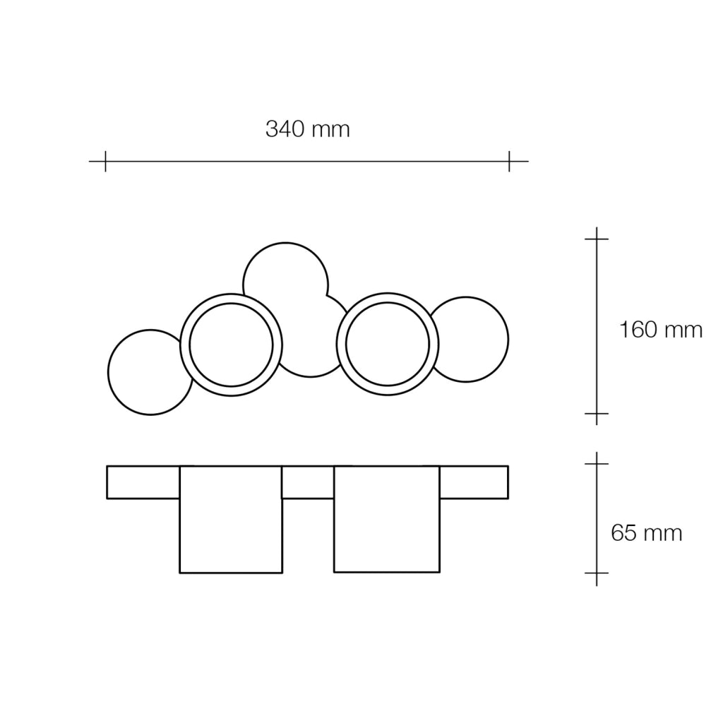 CHIO lampada da soffitto 2 Luci tonda attacco GX53 in gesso bianco 34cm