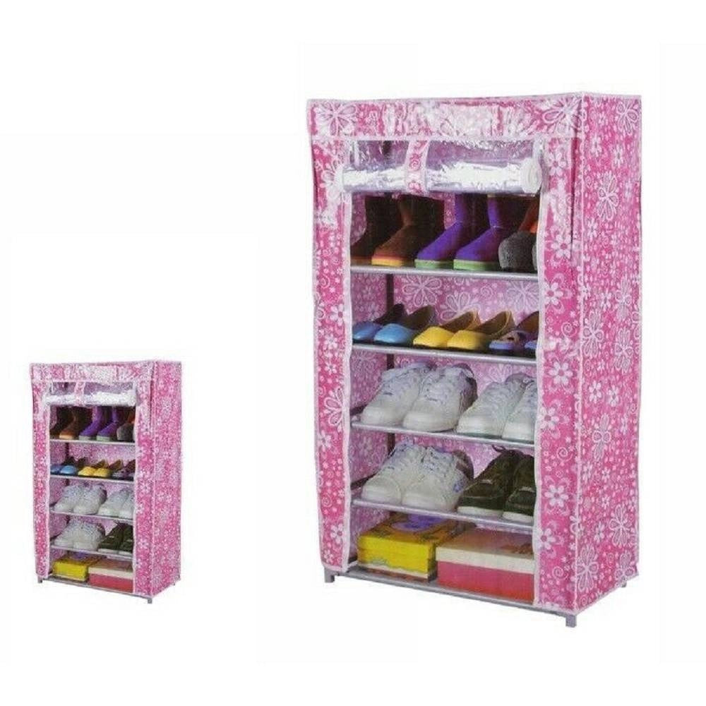 Trade Shop - Armadio Scarpiera Tessuto Portascarpe Stivali Acciaio Smontabile 7 Ripiani 69075 -