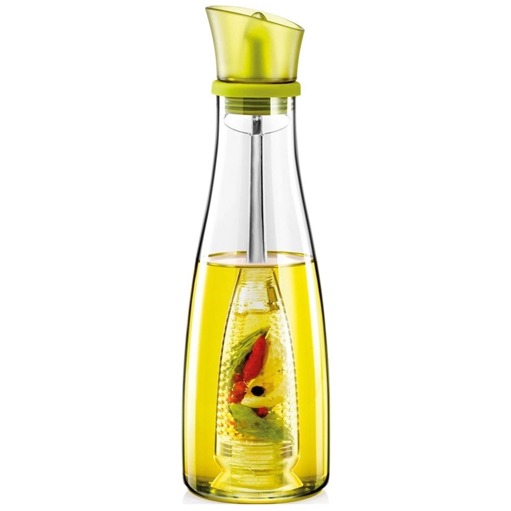 Trade Shop - Oliera Con Infusore In Vetro Verde Capacità Da 250 Ml Per Condire Alimenti Cucina -